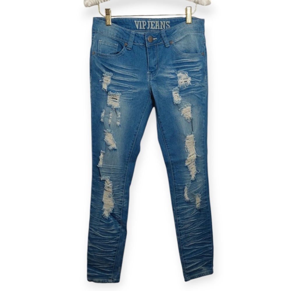 VIP Jeans Juniors Size 5/6 Jeans Skinny Distressed Destroyed